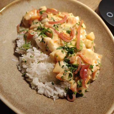 Curry de lotte, riz thaï image