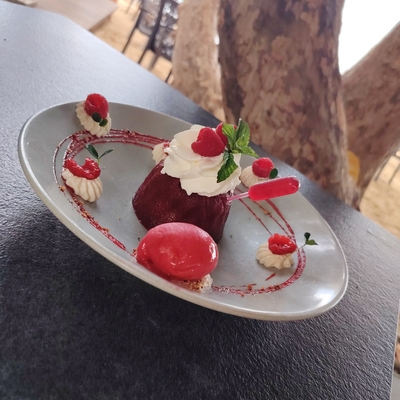 Dessert du jour: baba au rhum framboise badiane (avec ou sans rhum) image