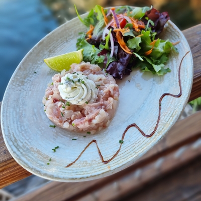 Tartare sebaste liche mousse citron image