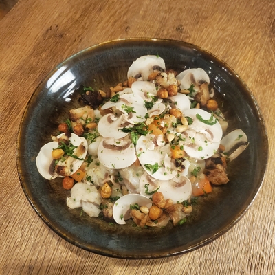 Cabillaud nacré, curry vert, riz thai image