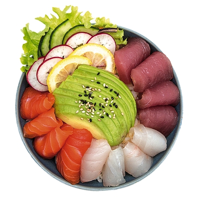 Chrirashi saumon, thon, daurade, avocat image