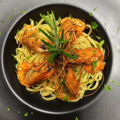 Spaghetti aux gambas image