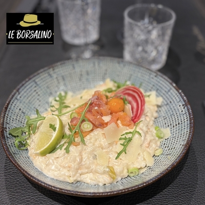 Risotto aux 2 saumons et sa fondue de poireaux image