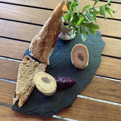Foie gras de canard au langoustines ou mérou cerises image