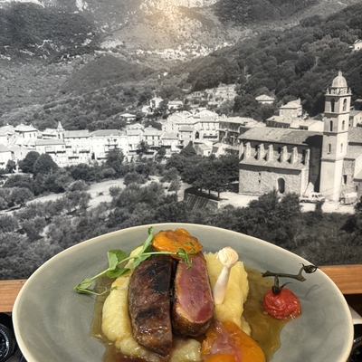 Filet de canette, jus de miel et nectarine image