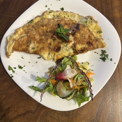 Omelette fromage frais menthe image