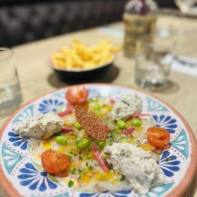 Carpaccio de Gambas & Chair de Crabe, vinaigrette passion image