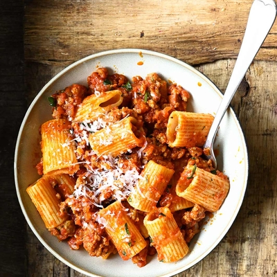 Rigatoni au sauté de porc et chorizo à l’espagnole image