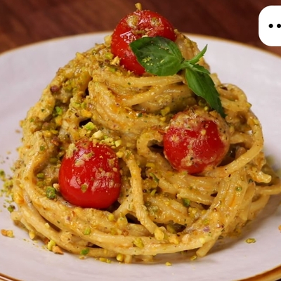 Pâtes fraîches  ricotta pistache tomates cerises image