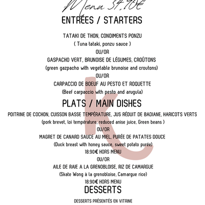 Menu du soir 34.90€ image