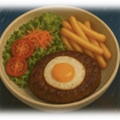 Steak haché à cheval & Frites Salade image