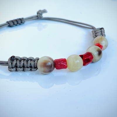 Bracelet réglable corne de bovin & Corail image