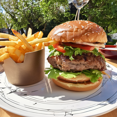 Burger au confit de Canard, frites image