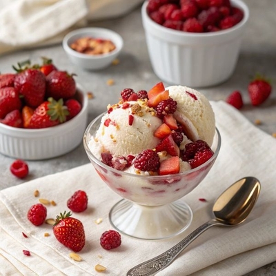 Glaces et sorbets artisanaux (chocolat, vanille, citron, fraise) image